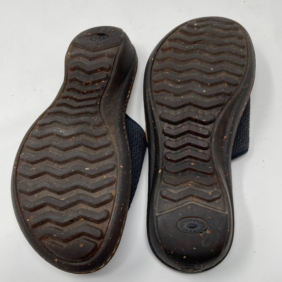 UGG Australia Leather Slides Sheepskin Lined Comfort Sandals Navy Blue Size 7 - Picture 4 of 11